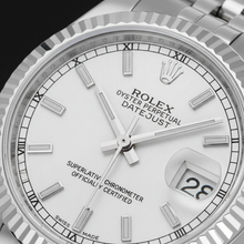 Date-just 31mm Rolex White Gold Fluted Bezel Watch