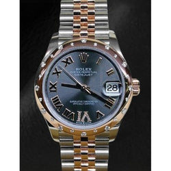 Date-just 31mm Rolex Dark Grey Roman Two Tone Watch