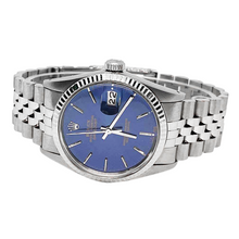 Date Just Rolex Mens Watch Blue Stick Dial Ss Datejust QUICK SET
