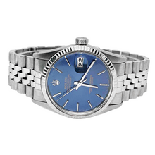Date Just Rolex Mens Watch Blue Stick Dial Ss Datejust QUICK SET