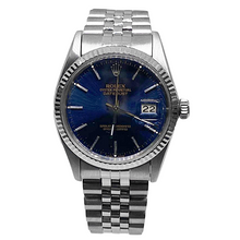 Date Just Rolex Mens Watch Blue Stick Dial Ss Datejust QUICK SET