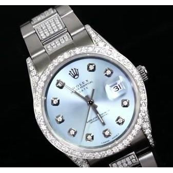 Iced Out Custom Diamonds Blue Dial
