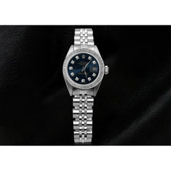 Date Just Rolex Blue Natural Earth Mined Diamond Dial Bezel Ladies Watch Jubilee Bracelet