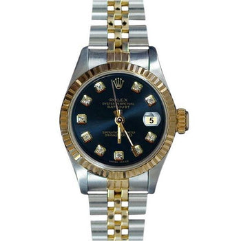 Datejust Rolex Blue Diamond Dial Ladies Watch Ss & Gold Jubilee
