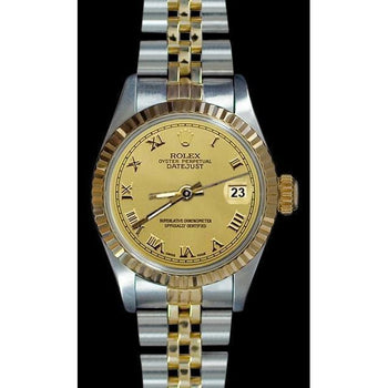 Datejust Rolex Lady Watch Ss & Gold Jubilee Champagne Roman Dial
