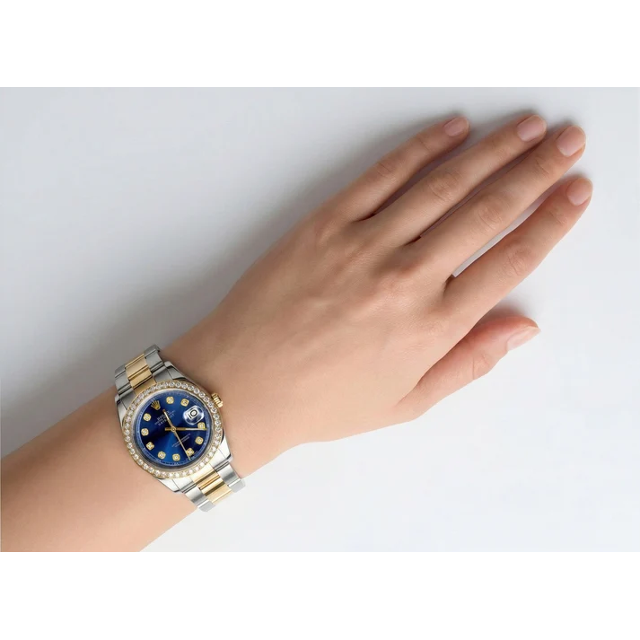 Datejust Rolex Men Yellow Gold Ss Two Tone Watch QUICK SET
