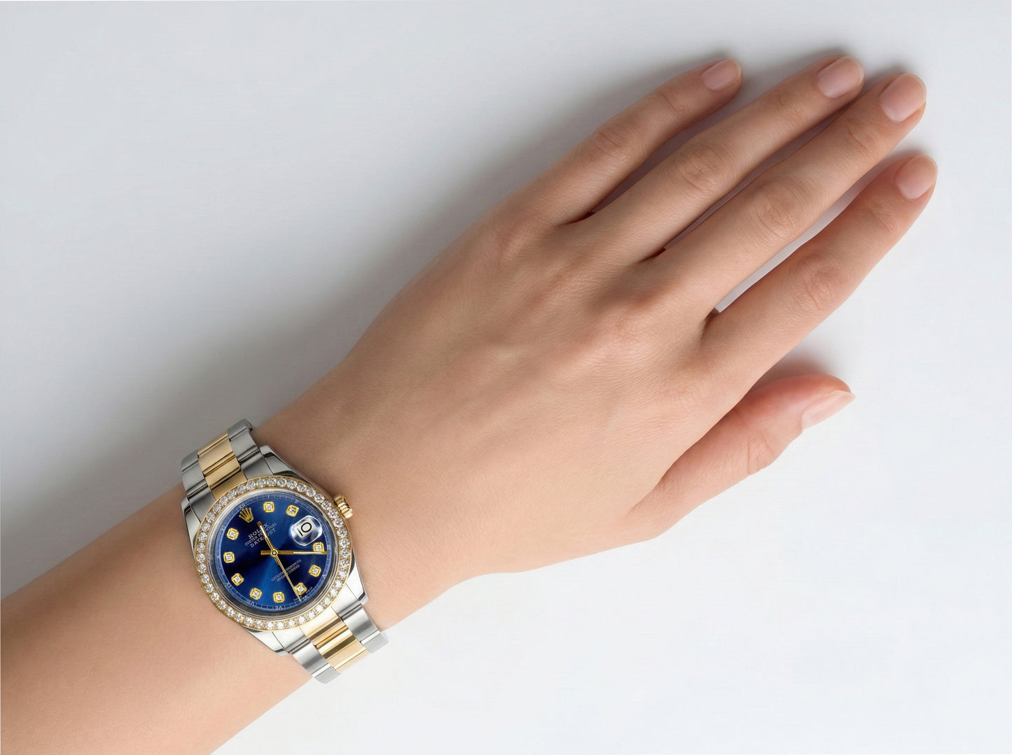 Datejust Rolex Men Yellow Gold Ss Two Tone Watch QUICK SET