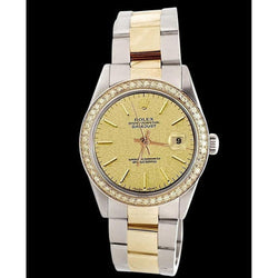 Datejust Rolex Watch Champagne Stick Dial Ss & Yellow Gold QUICK SET