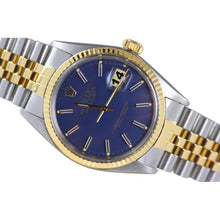 Datejust Rolex Blue Stick Dial Bezel Men Watch Two Tone Bracelet