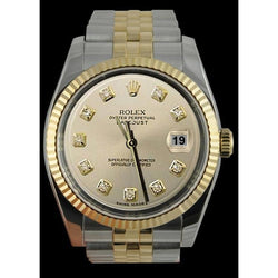 Datejust Rolex Gents Watch Ss & Gold Silver Diamond Dial QUICK SET