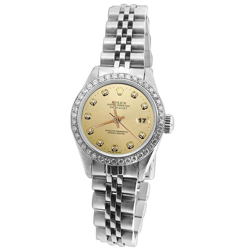 Lady Rolex Watch Champagne Diamond