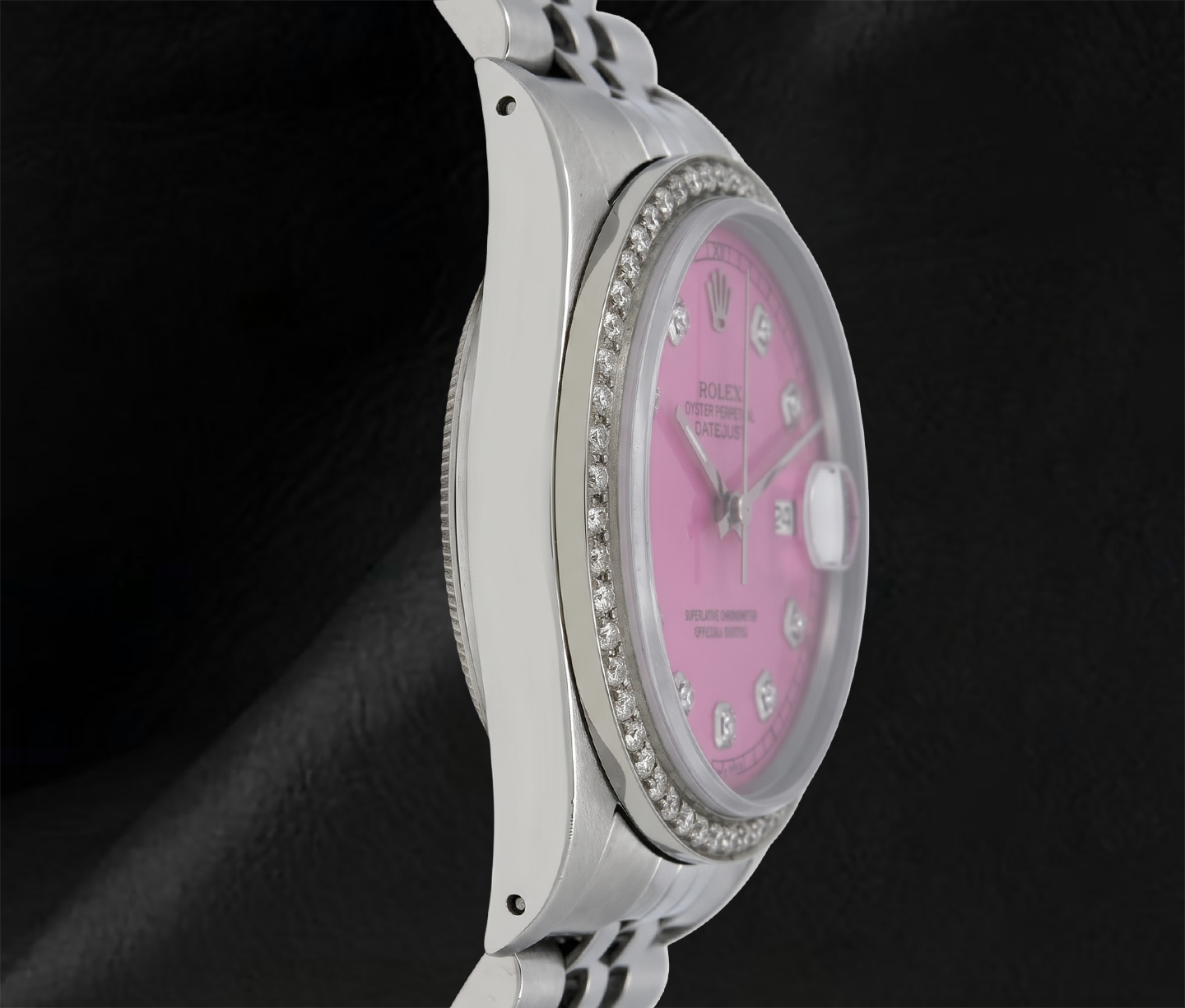 Datejust 16014 Rolex 36mm Pink Diamond Dial Stainless Steel Watch