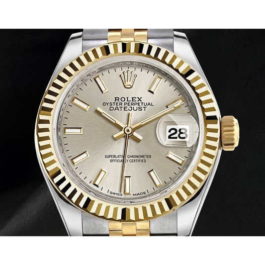 Datejust 179173 Rolex Luminous Dial Fluted Two Tone 26 mm Jubilee Women's Watch