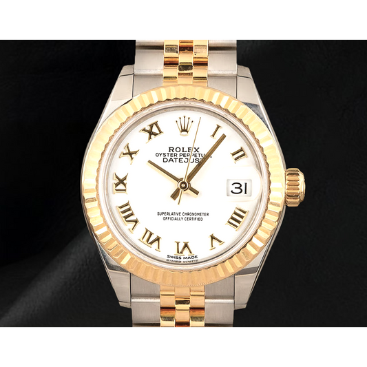 Datejust 179173 Rolex White Roman Dial Two Tone Women Watch