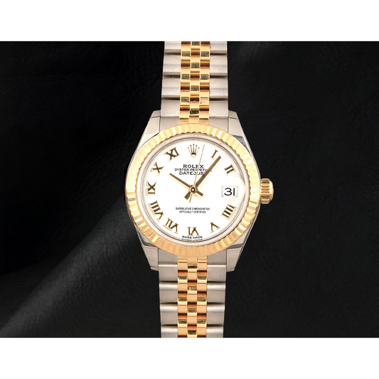 Datejust 179173 Rolex White Roman Dial Two Tone Women Watch