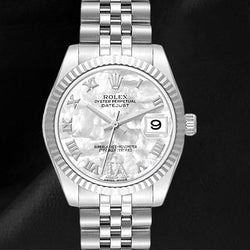 Datejust 31 mm Ladies Rolex Mother Of Pearl Natural Earth Mined Diamond Steel White Gold Watch
