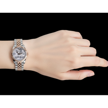 Datejust 31mm Rolex Silver Floral Motif Gold and Steel Watch