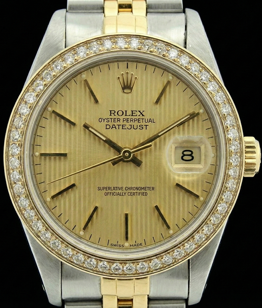 Datejust Champagne Stick Dial Rolex Lady Watch Ss & Bezel