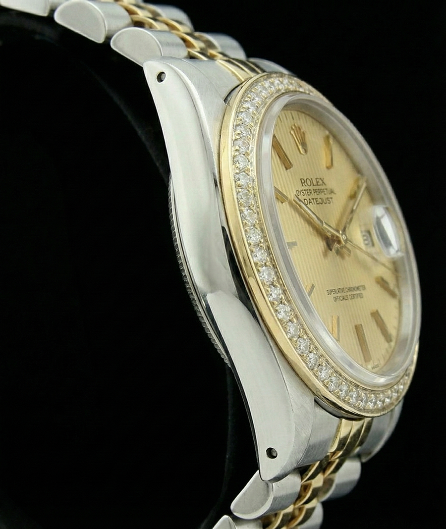 Datejust Champagne Stick Dial Rolex Lady Watch Ss & Bezel