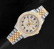 Datejust Rolex 16013 Diamond Paved Blue Eastern Arabic Dial 36mm Two Tone Watch