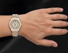 Datejust Rolex 16013 Diamond Paved Blue Eastern Arabic Dial 36mm Two Tone Watch