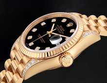 Datejust Rolex 26mm 69178 Black Diamond Dial Yellow Gold Watch 18K