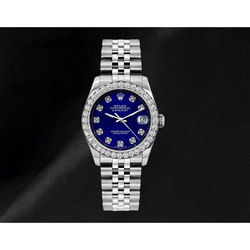 Datejust Rolex 26mm Diamond Bezel Blue Diamond Dial 6916 Stainless Steel Watch