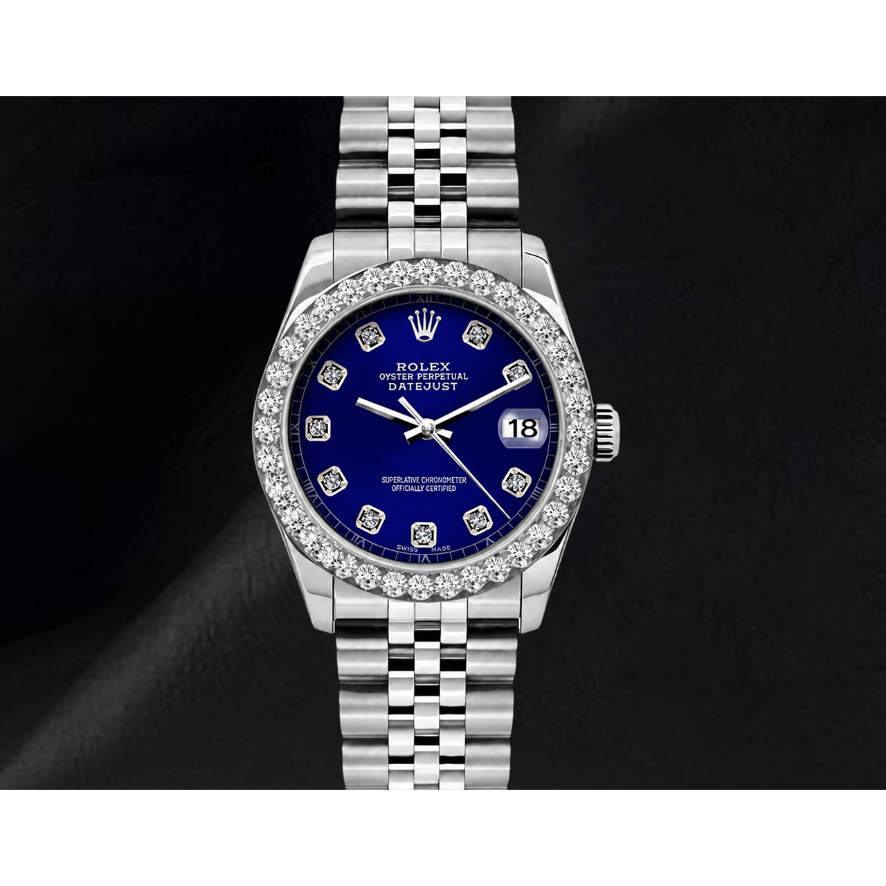 Datejust Rolex 26mm Diamond Bezel Blue Diamond Dial 6916 Stainless Steel Watch