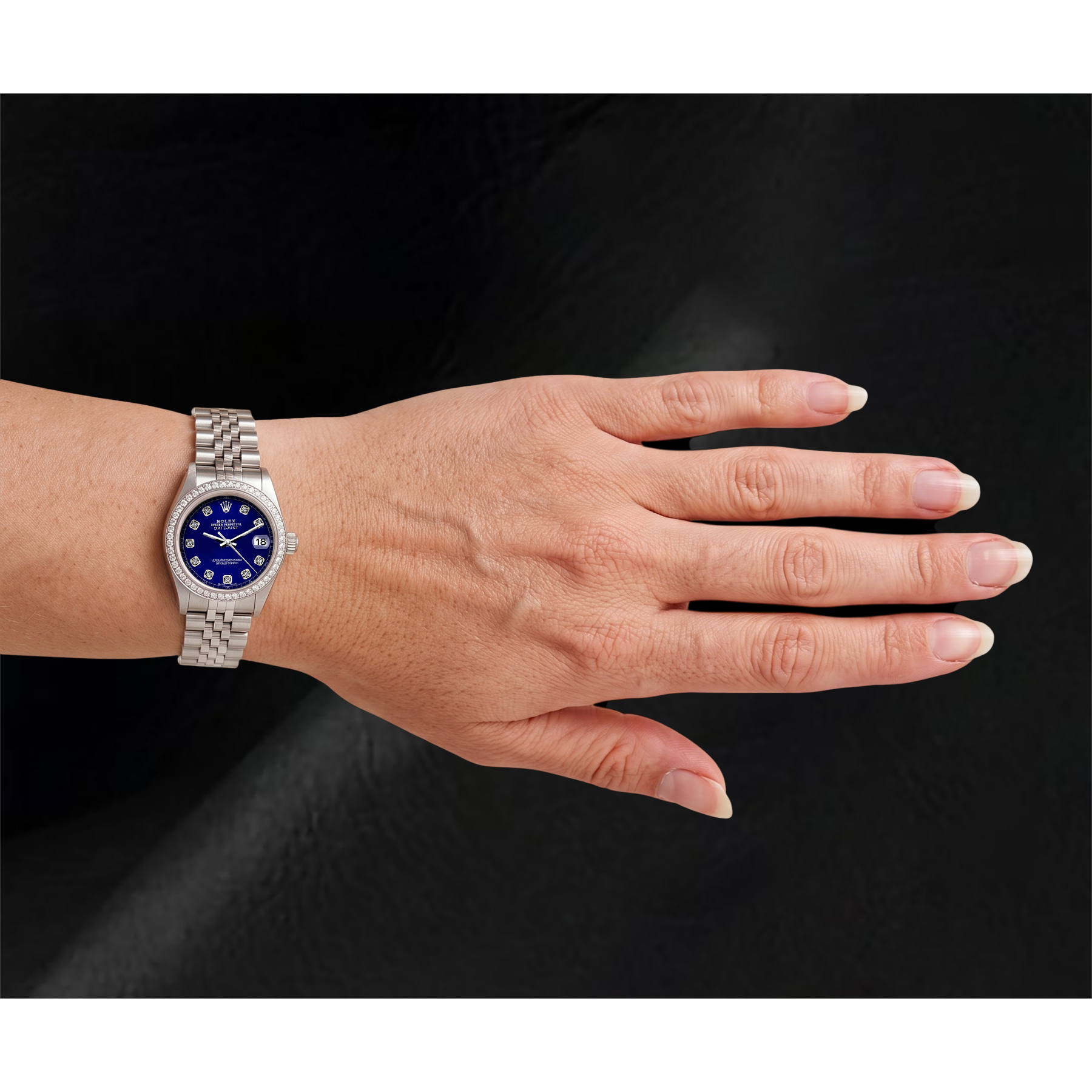 Datejust Rolex 26mm Diamond Bezel Blue Diamond Dial 6916 Stainless Steel Watch