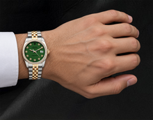 Datejust Rolex 36mm 16013 Green Diamond Dial Diamond Bezel Two Tone Watch