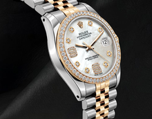 Datejust Rolex 36mm 16013 White Mother of Pearl Arabic Diamond Dial Two Tone Watch
