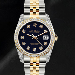 Datejust Rolex 6013 Black Diamond Dial 36mm Two Tone Watch