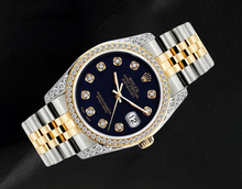 Datejust Rolex 6013 Black Diamond Dial 36mm Two Tone Watch