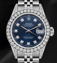 Datejust Rolex 6916 26mm Blue Diamond Dial Diamond Bezel Stainless Steel Watch