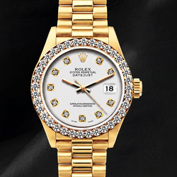 Datejust Rolex 69178 26mm Silver Diamond Dial Yellow Gold Watch 18K