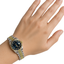 Datejust Rolex Blue Natural Earth Mined Diamond Dial Ladies Watch Ss & Gold Jubilee