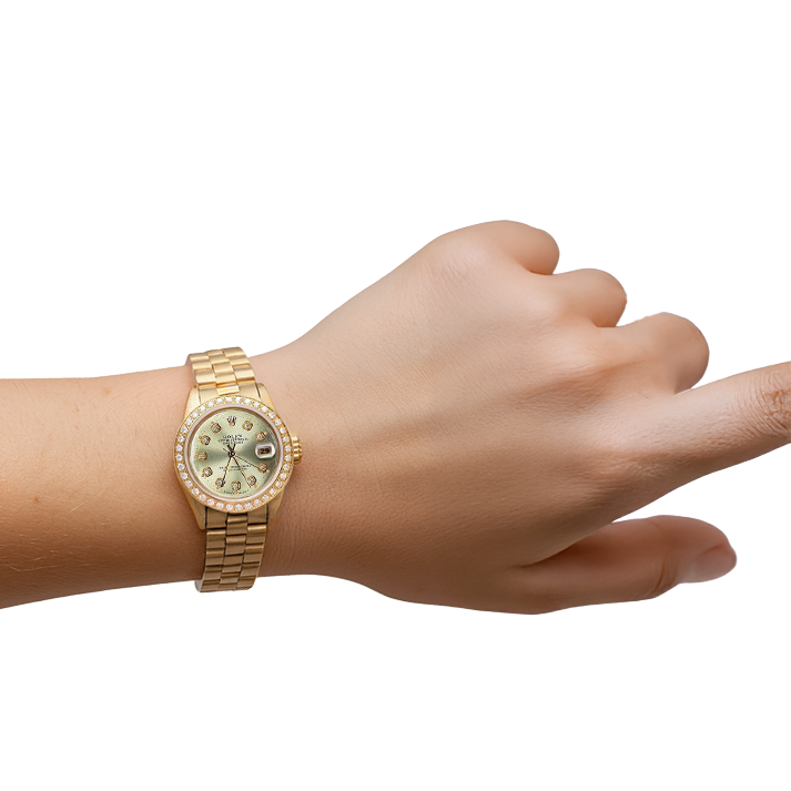 Datejust Rolex Presidential Style Watch Gray Natural Earth Mined Diamond Dial Bezel Yg P2