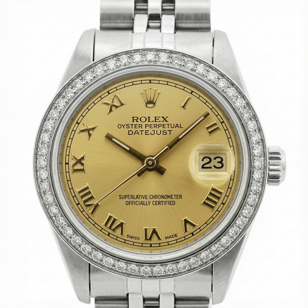 Datejust Ss Jubilee Lady Watch Rolex Natural Earth Mined Diamond Bezel