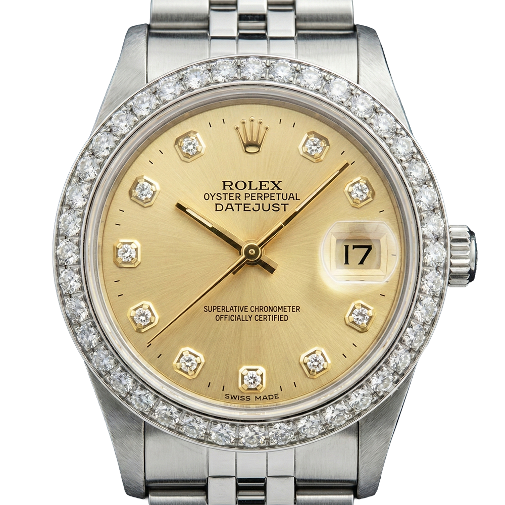 Datejust Ss Jubilee Natural Earth Mined Diamond Lady Rolex Watch Champagne