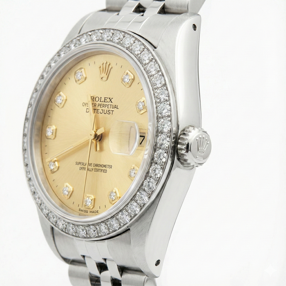 Datejust Ss Jubilee Natural Earth Mined Diamond Lady Rolex Watch Champagne