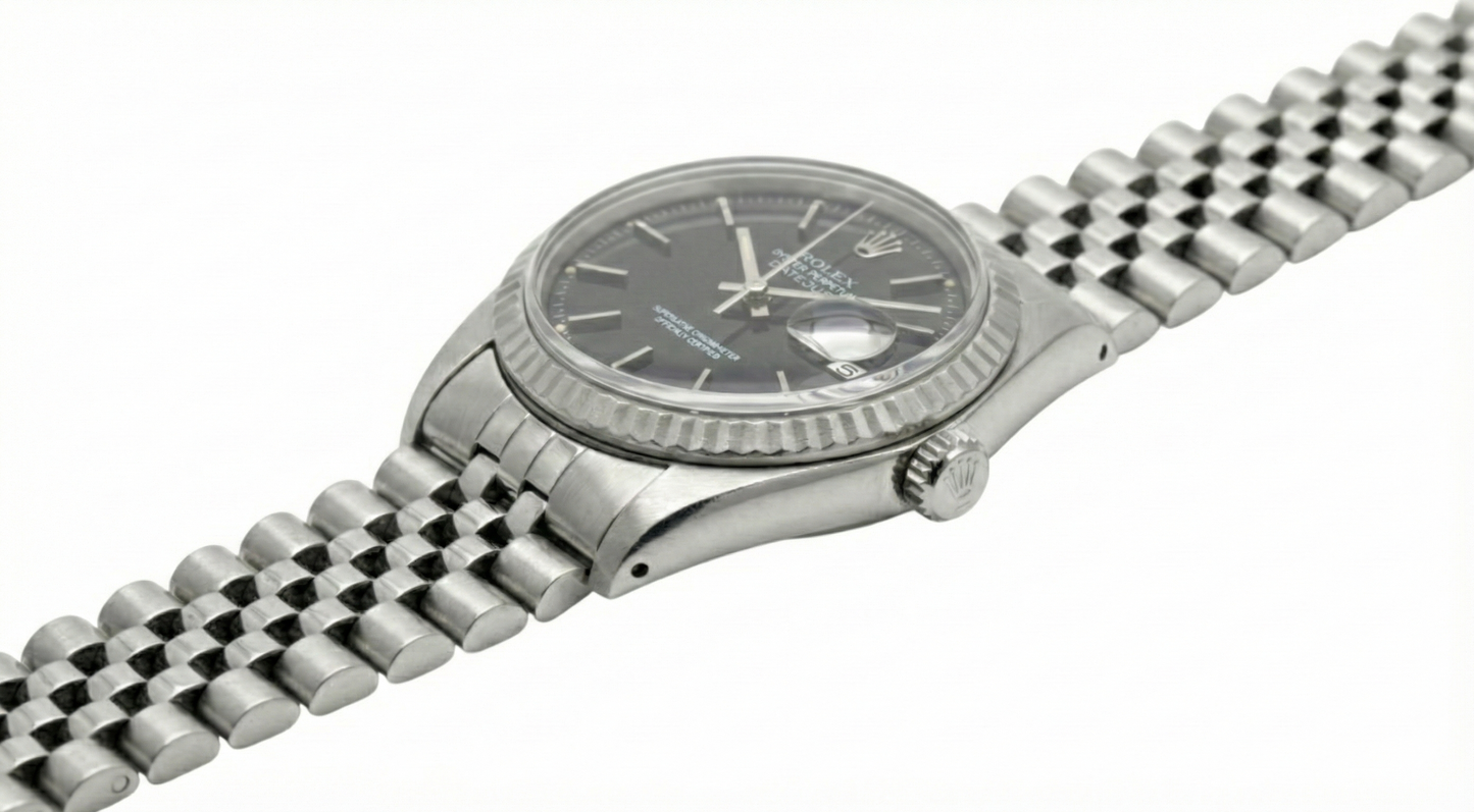 Datejust Stick Dial Fluted Bezel Watch Rolex Ss Jubilee