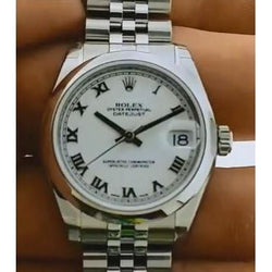 Datejustmid Sizerolex Watch Jubilee Bracelet White Stick Dial Ss