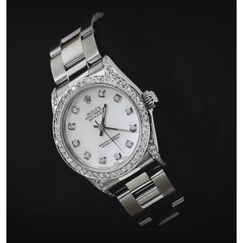 Datejustrolex Midsize-Watch Custom Diamond Bezel Oyster Bracelet Ss