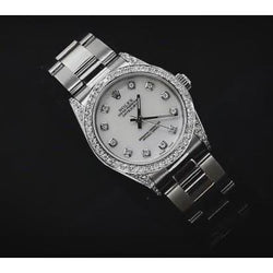 Datejustrolex Midsize Watch Custom Diamond Bezel Oyster Bracelet Ss