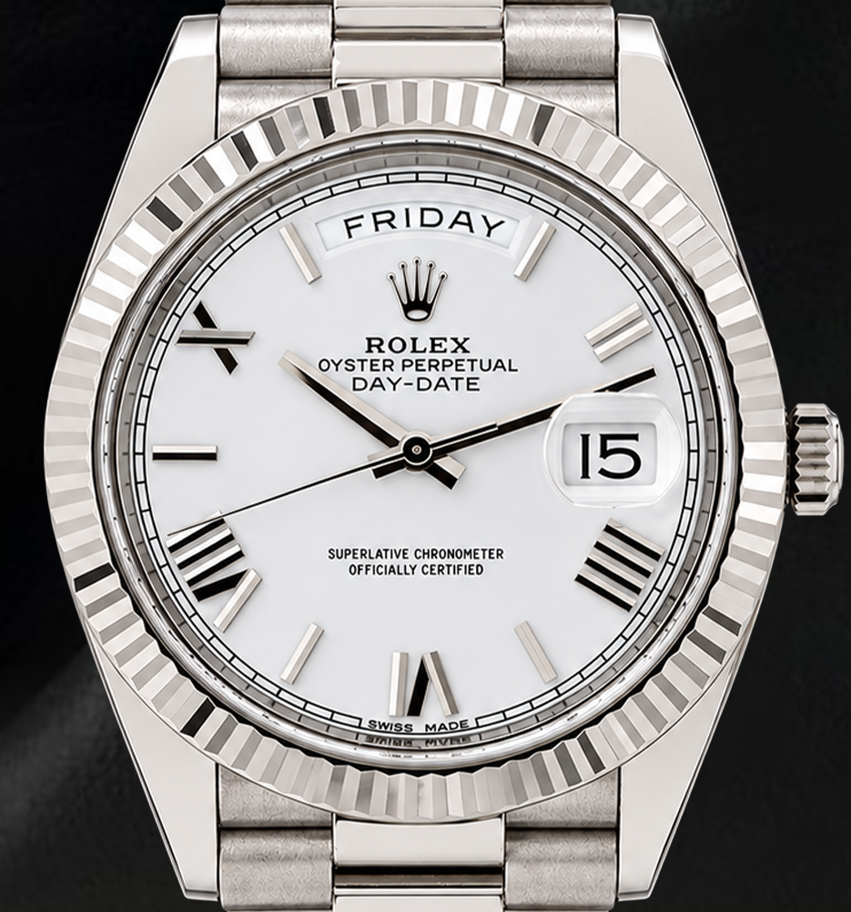Rolex Day Date 228239 40mm White Roman Dial White Gold 18K watch
