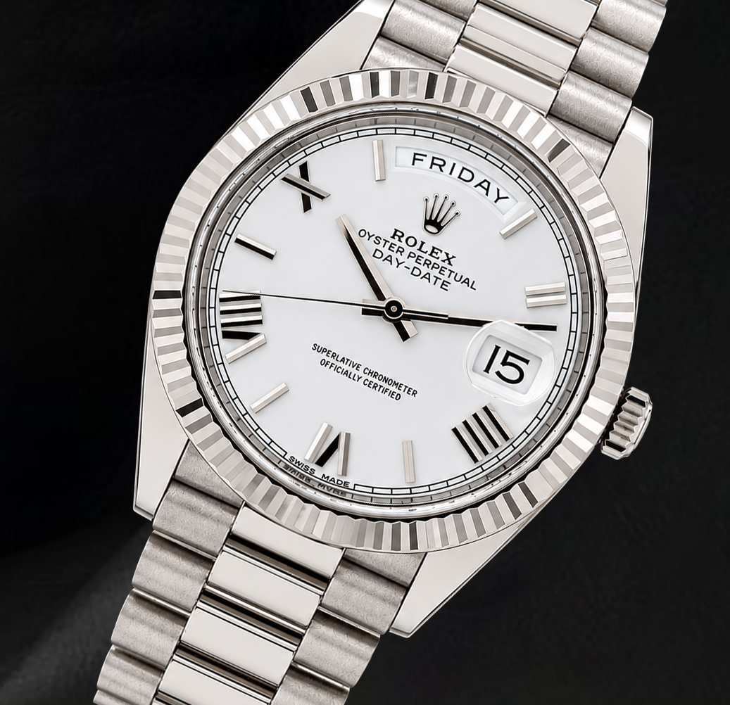Rolex Day Date 228239 40mm White Roman Dial White Gold 18K watch
