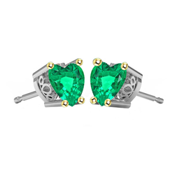 Designer Heart Fine Emerald Gemstone Earring – 2.50 ct 14K Two