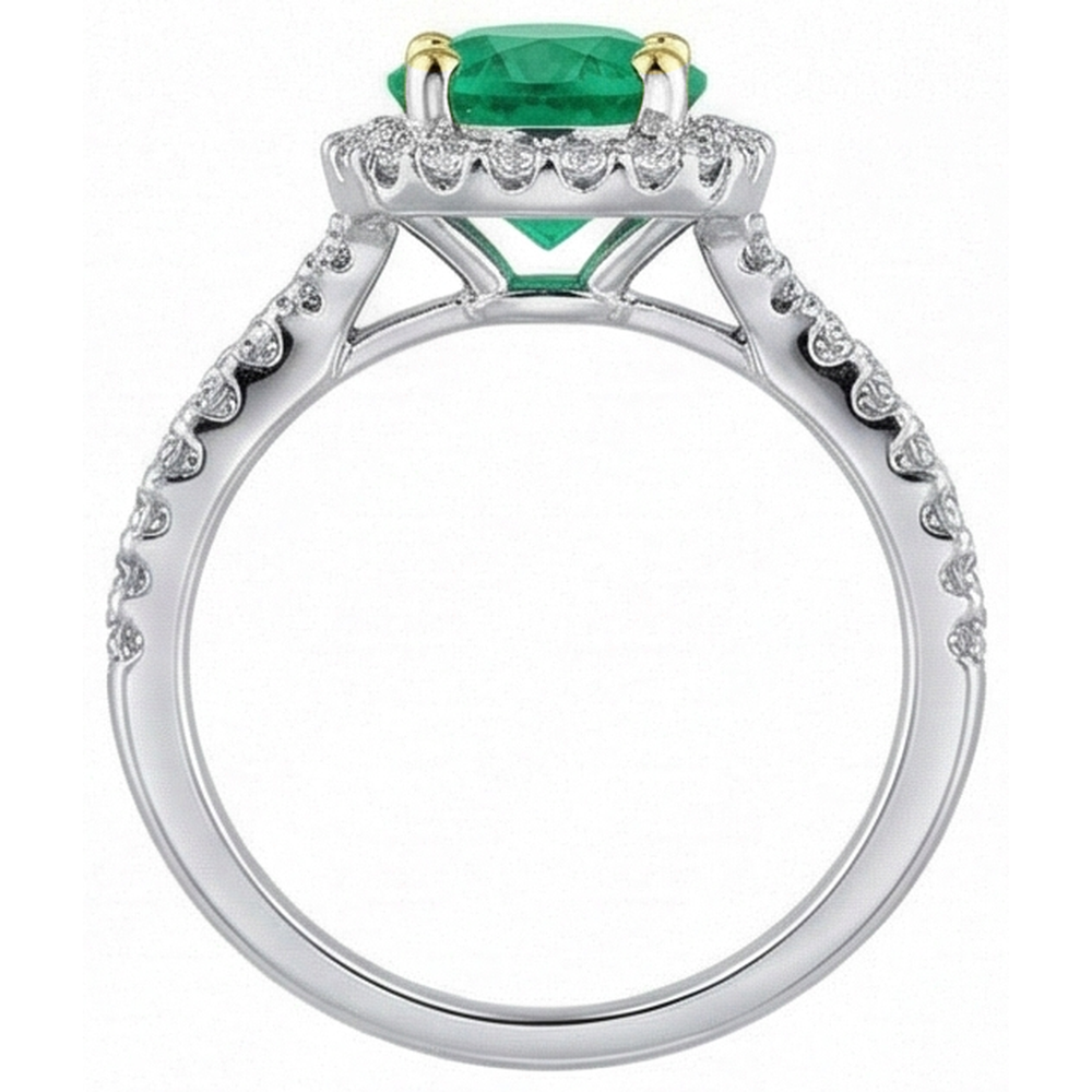 Shimmering Fine Emerald Gemstone Ring 2 ct – top view