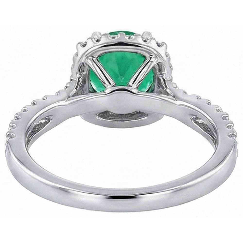 Authentic Fine Emerald Gemstone Ring 2 ct Two-Tone 14K Gold – back view