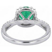 Authentic Fine Emerald Gemstone Ring 2 ct Two-Tone 14K Gold – back view